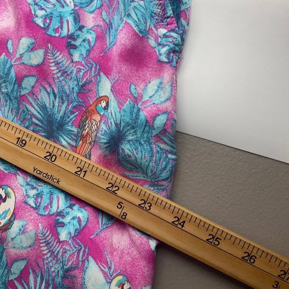 Margaritaville Large Pink Tropical Parrot Print Wide Leg Pull On Pants Palazzo - Picture 14 of 15